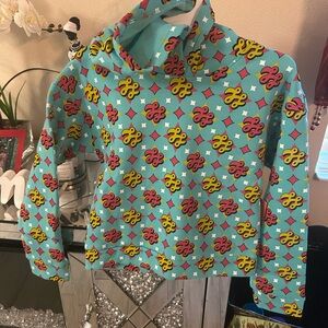 Nickelodeon Aqua Blue Pullover Hoodie with Pink and Yellow Graphics